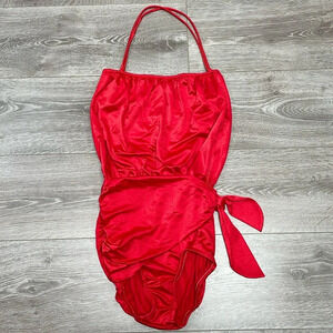 Vintage 70’s Rose Marie Reid One Piece Blouson Swimsuit Red ILGWU Made Size 12